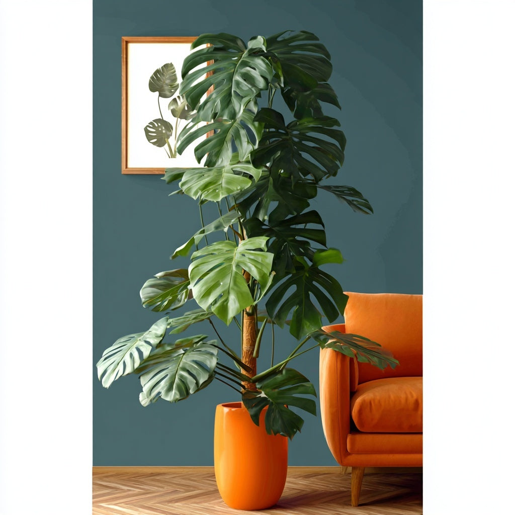 Combi deal - Monstera Pertusum XL inclusief elho Jazz Round geel Ø26 - 150 cm
